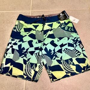 Men’s Volcom Swim Trunks / Board Shorts w/ Ombré Geometric Print